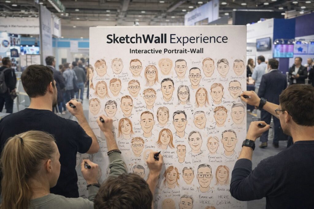 Kreative Portraits auf der SketchWall – Eventfotos & Ideen
