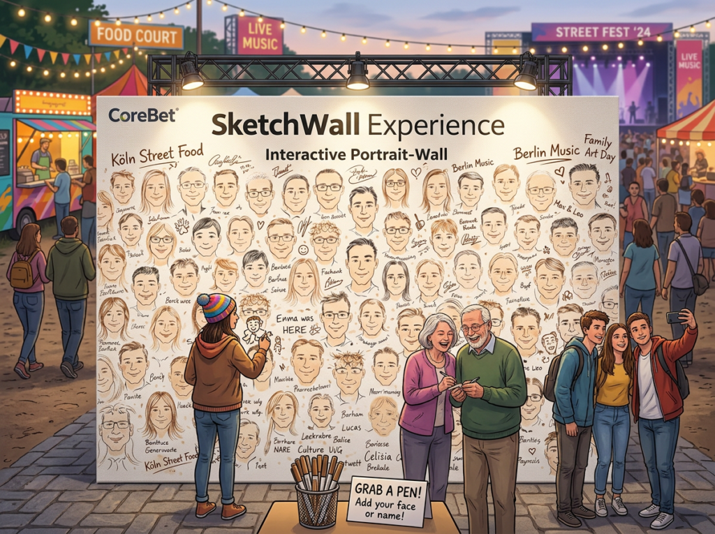Kreative Portraits auf der SketchWall – Eventfotos & Ideen