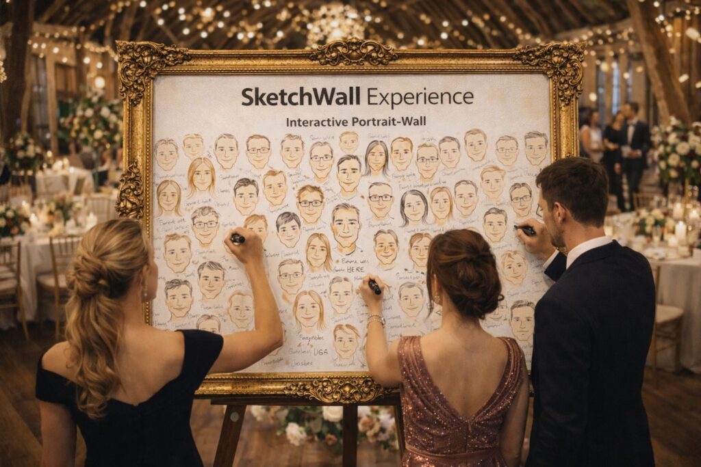 SketchWall Fotos – Interaktive Wand für Events & Hochzeiten
