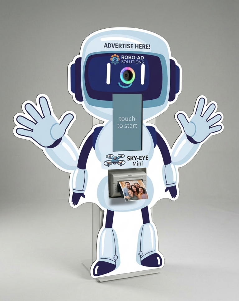 Rent a photo booth in extraordinary shapes: banana, bunch of grapes, Santa Claus, robot, apprentice, or film premiere. Perfect for events, fully customizable, and a real eye-catcher for your guests!