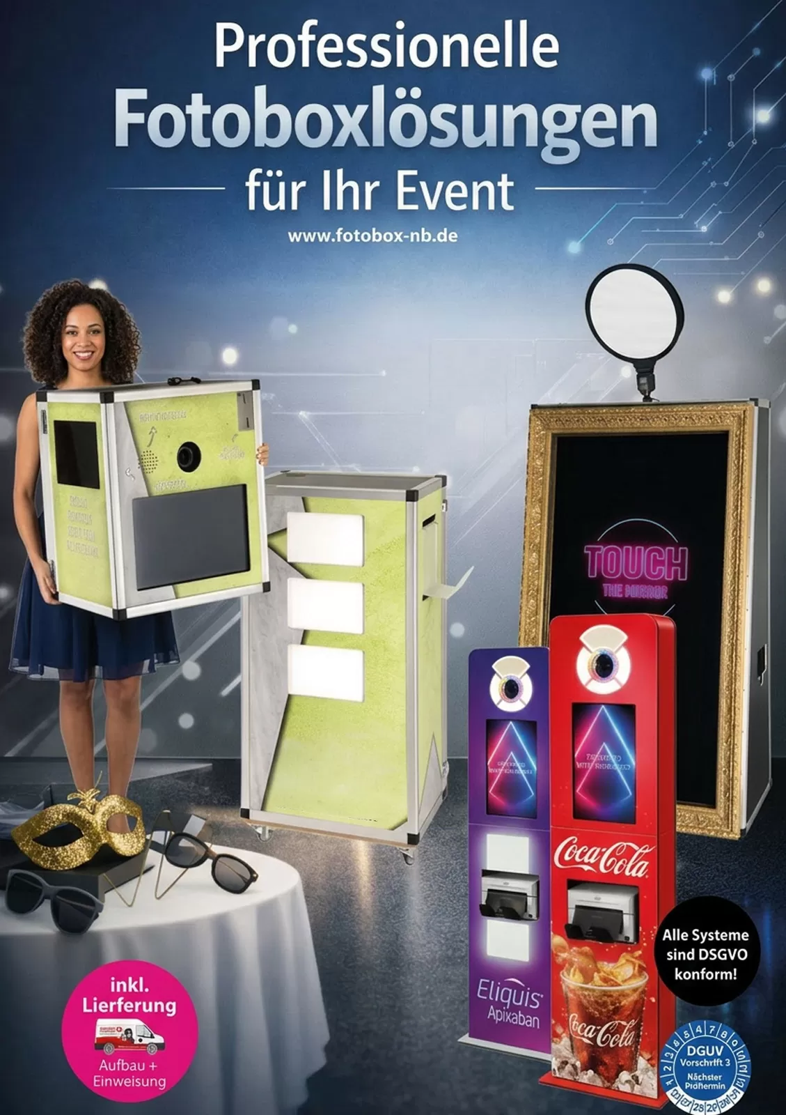 KI-Fotobox mit individuellen KI-Hintergründen und kreativen Bildwelten